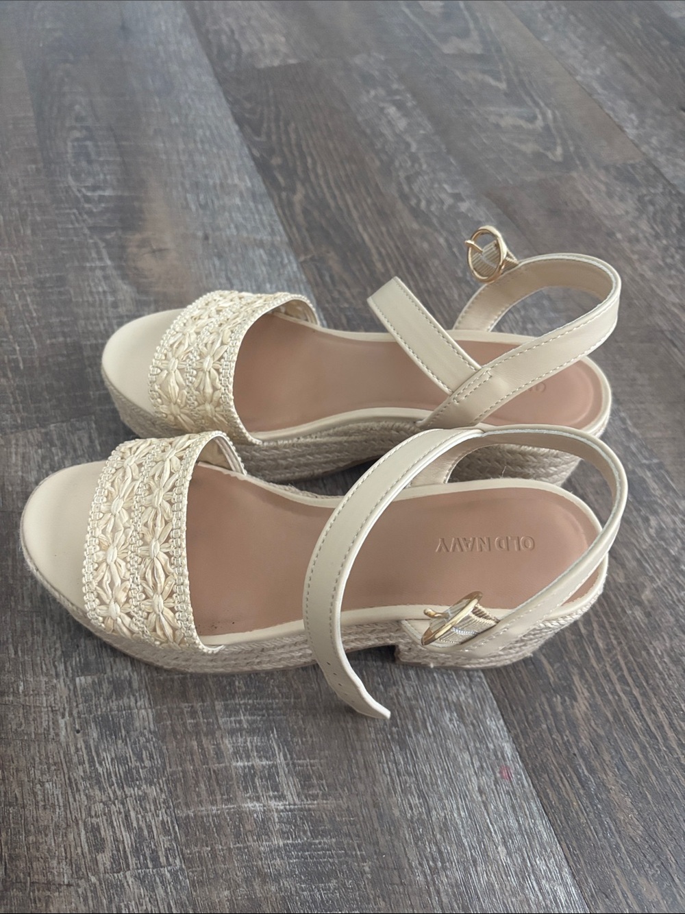 Old Navy Cream Braided Espadrille Wedge Sandals